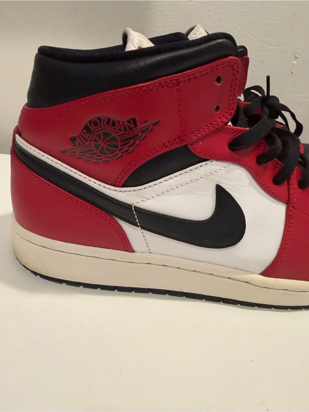 Jordan 1 mid  Black, Red & White
